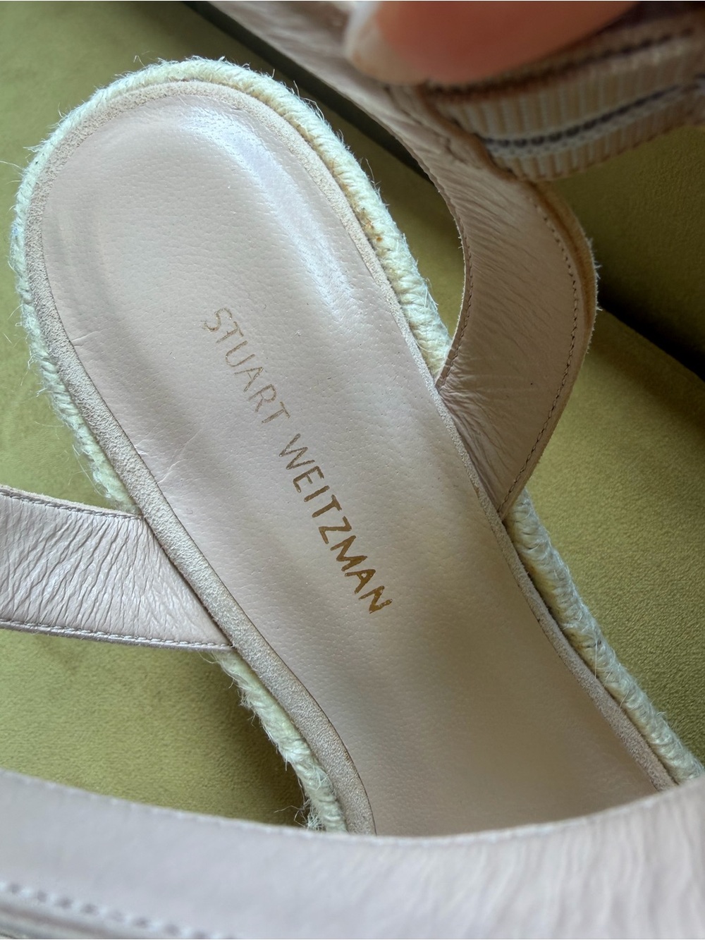 Stuart Weitzman Blush Suede Espadrille Wedge Sandals - Picture 10 of 10